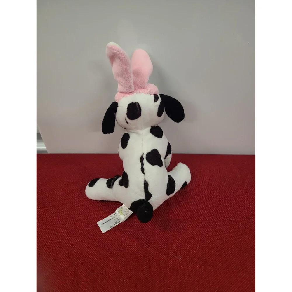 2015 Animal Adventure White Spotted Dog With Bunny Ears Plush Easter